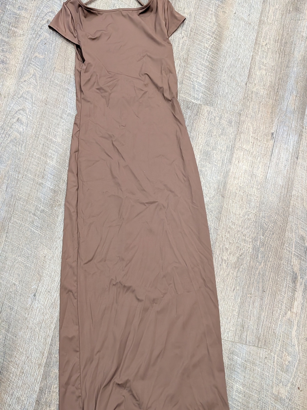 Women's Brown Short-Sleeve Maxi Dress
